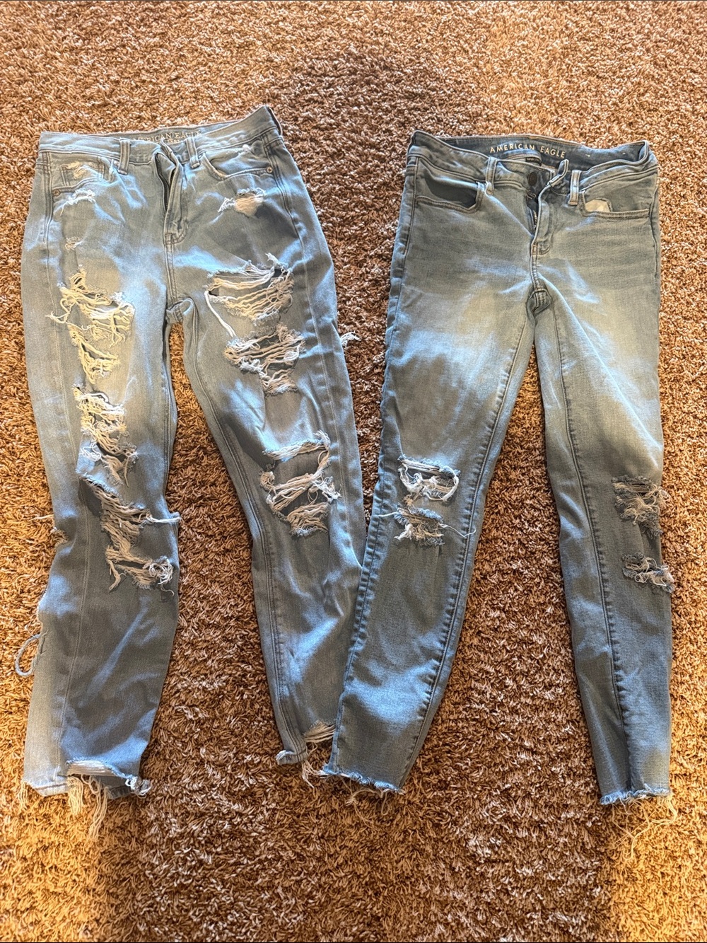 American Eagle Outfitters Light Blue Ripped Skinny Jeans Duo